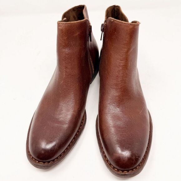Born Leather Lauryl Brown Ankle Booties Size 7.5 - Picture 3 of 8